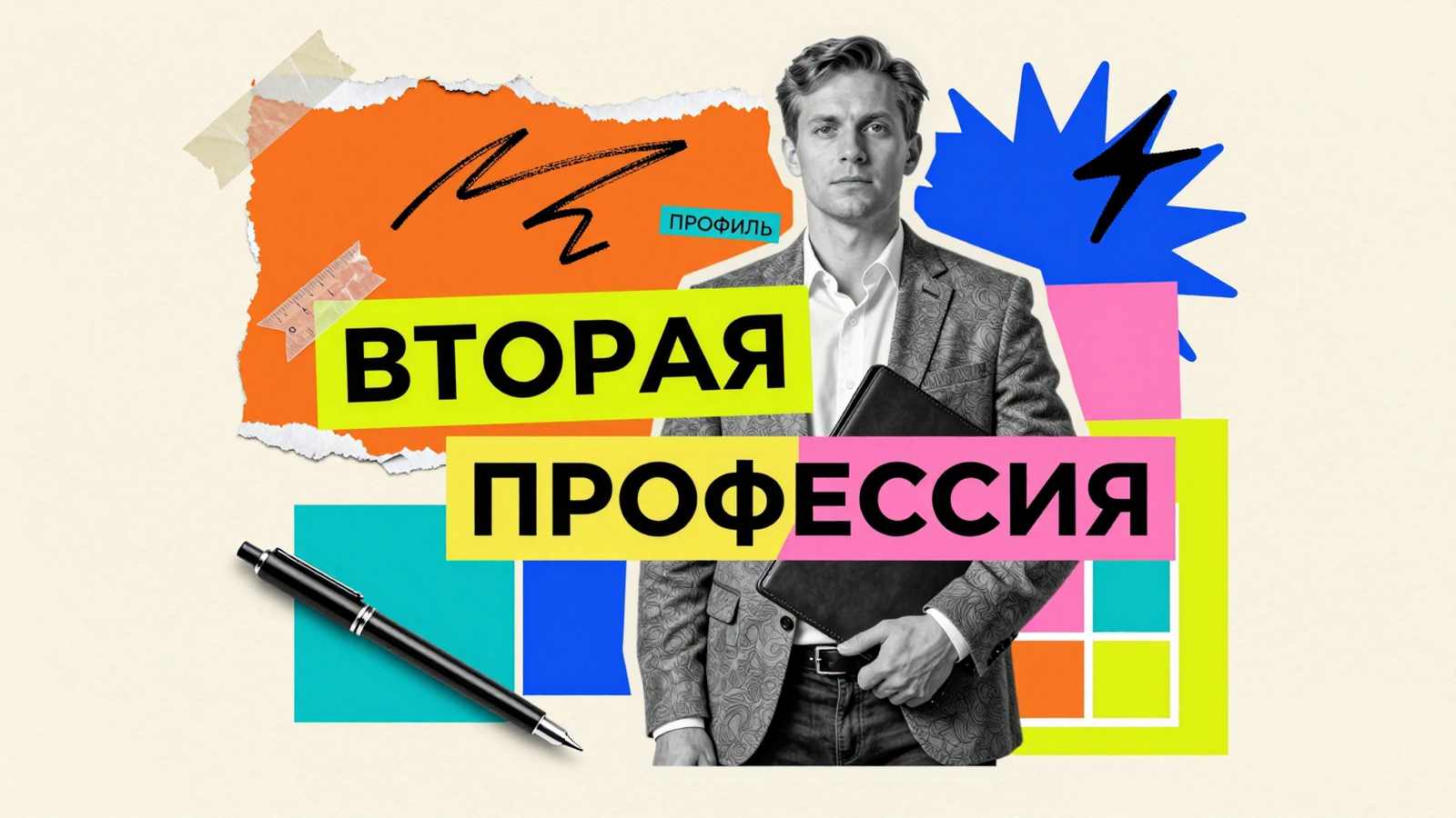 Актуальность получения второго высшего образования: концептуальный коллаж с силуэтом специалиста и символами освоения смежной профессии