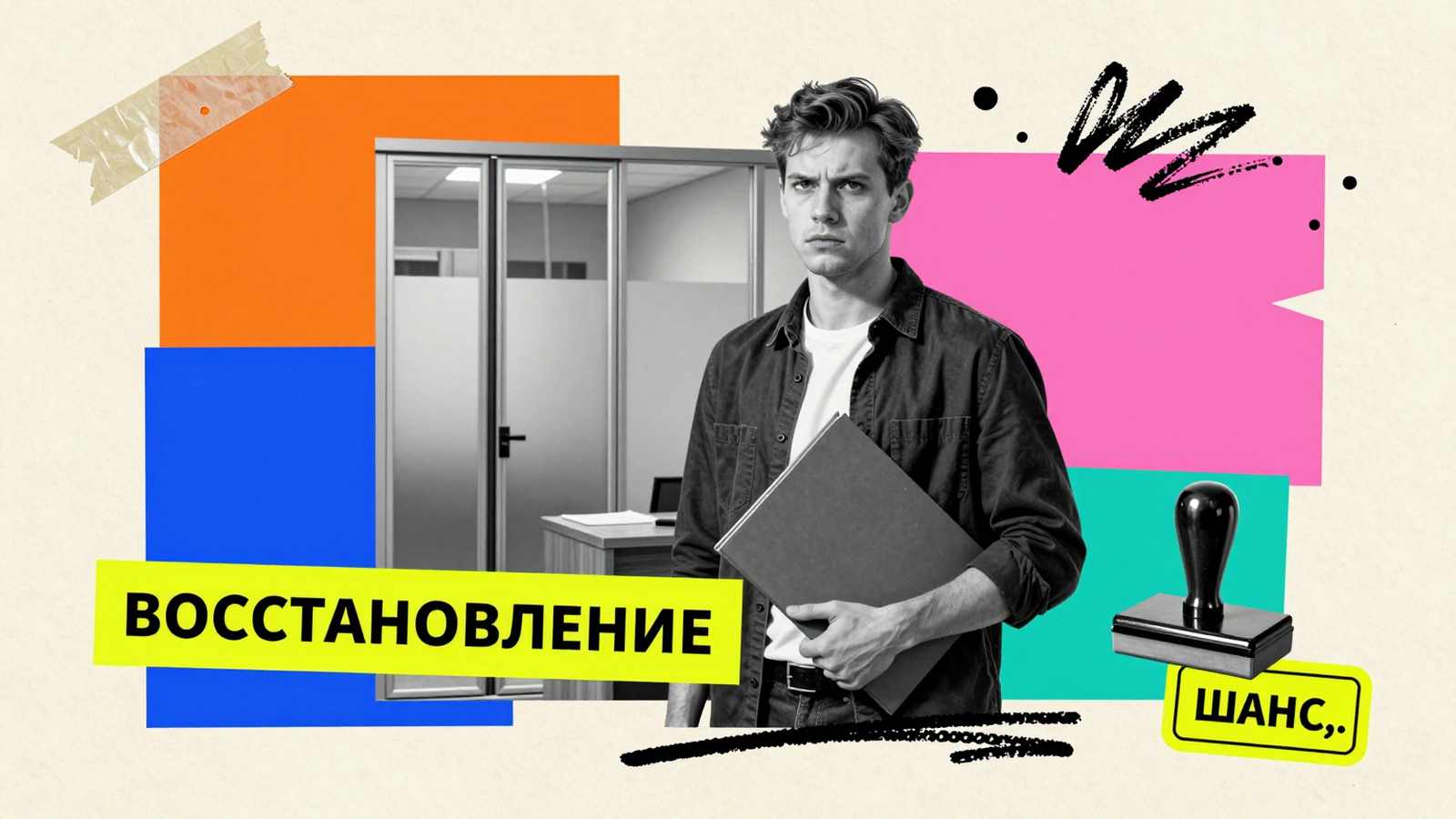 Восстановление в вузе после отчисления: коллаж со студентом, подающим заявление в деканат для возобновления учебы