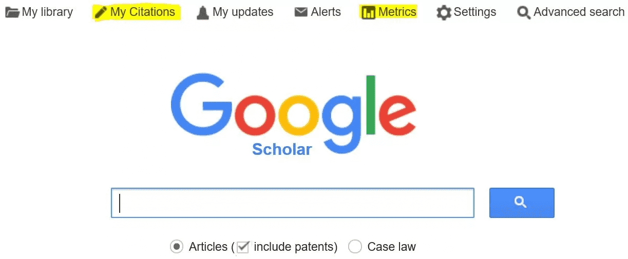 Поисковая строка Google Scholar (Гугл Академия)