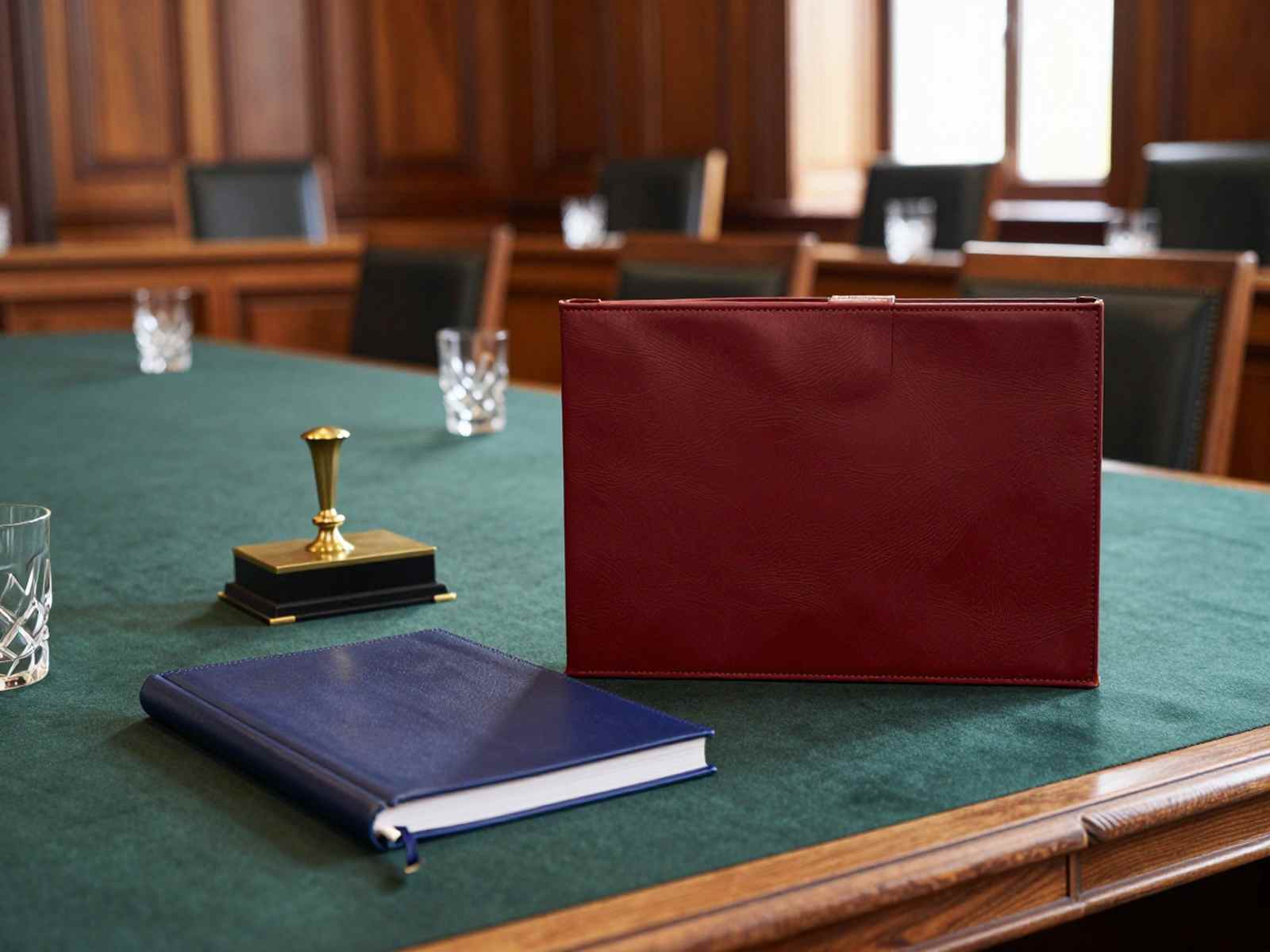 Отличия кандидатской от докторской диссертации: два квалификационных научных фолианта и гербовый пресс на столе диссертационного совета