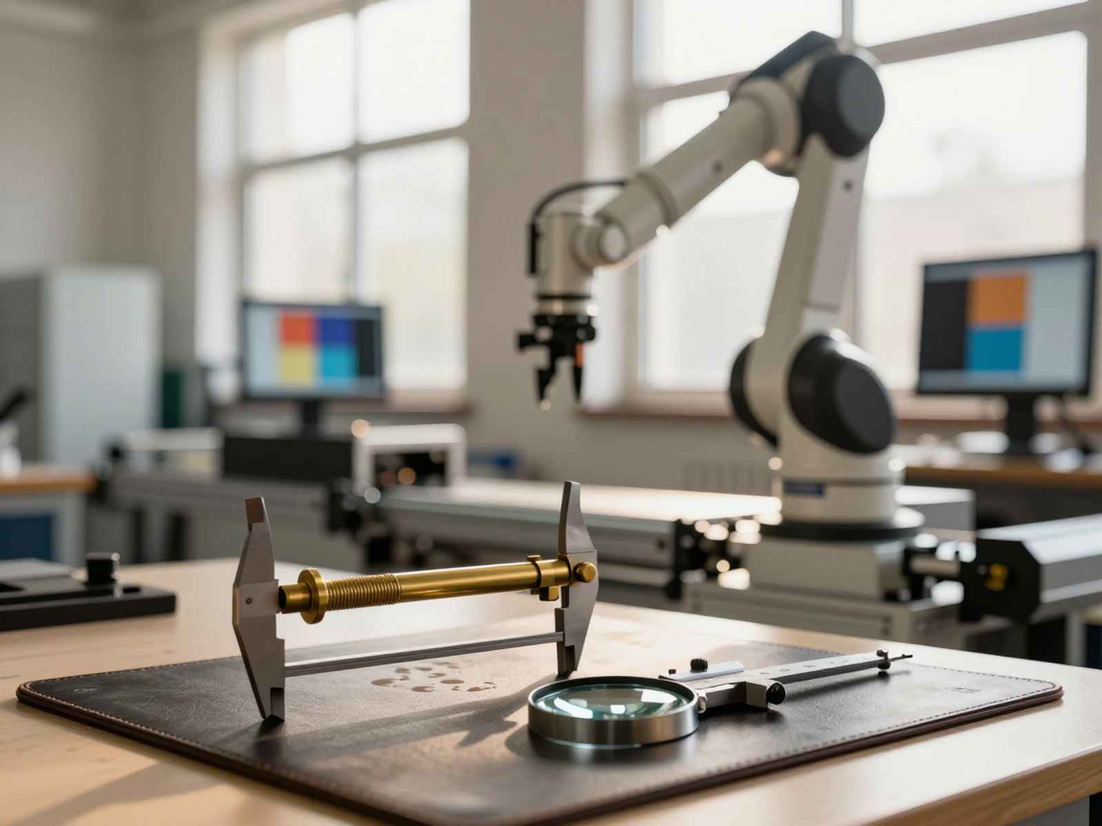 Перечень исчезающих профессий к 2030 году: ручные инструменты мастера-сборщика рядом с современным роботизированным манипулятором в цехе