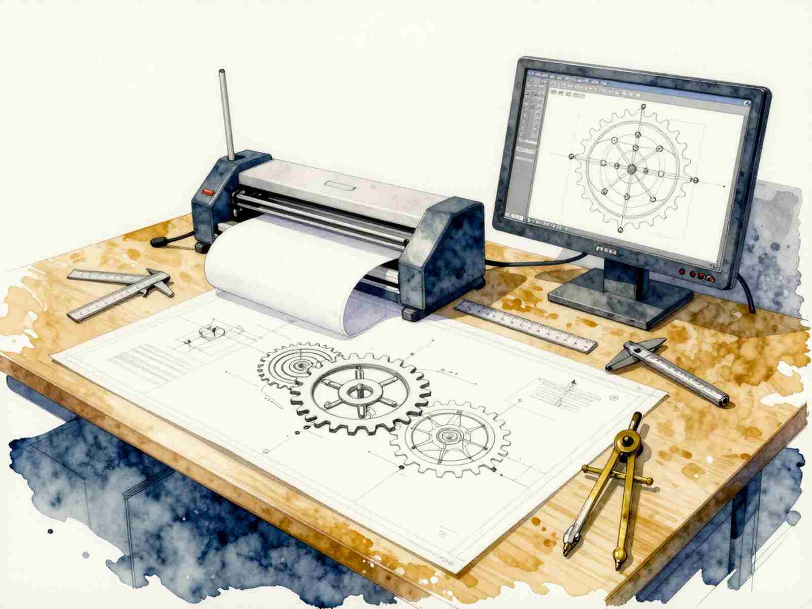 Как оцифровать чертеж: инженерный кульман с чертежами и широкоформатный сканер для переноса схем в векторный формат