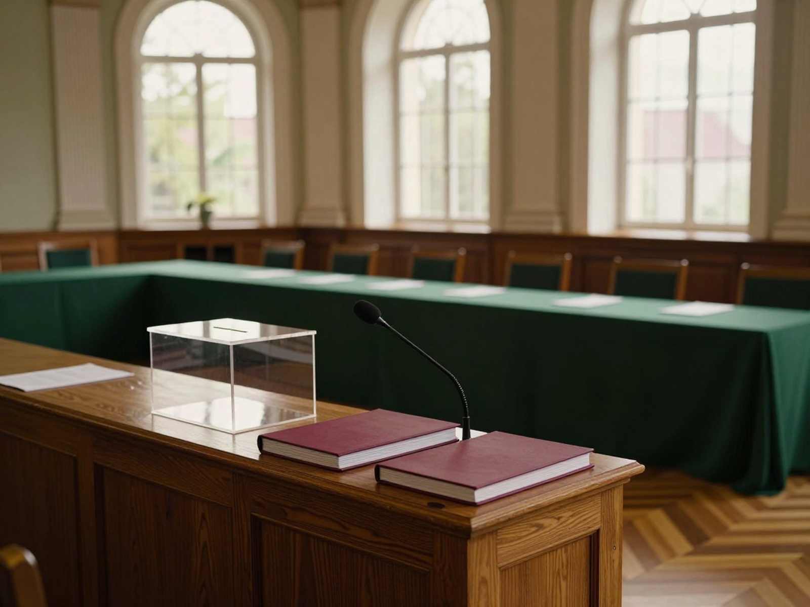 Шаги к получению ученой степени: зал диссертационного совета с трибуной для доклада и урной для тайного голосования