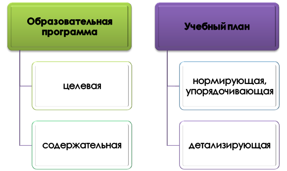 Функции образовательной программы и учебного плана