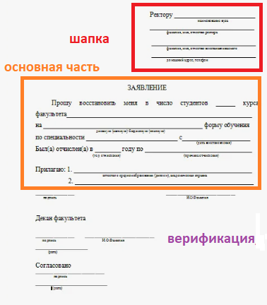 Структура заявления на отчисление из университета