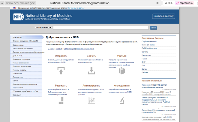 как выглядит сайт PubMed? Главная страница PubMed