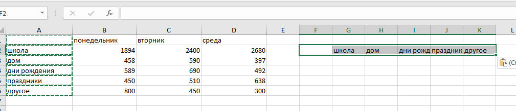 Замена строк на столбцы