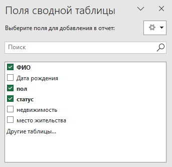 редактура сводной таблицы Изменение полей сводной таблицы