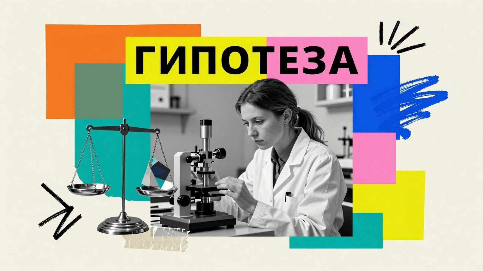 Обоснование гипотезы в диссертации: научный поиск исследователя за лабораторным оптическим столом с весами и призмой
